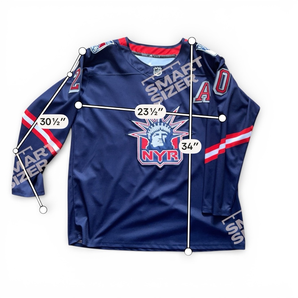 Adidas Replica NY Rangers Reverse Retro Dark Blue and Red NHL Kreider Jersey - Picture 7 of 7